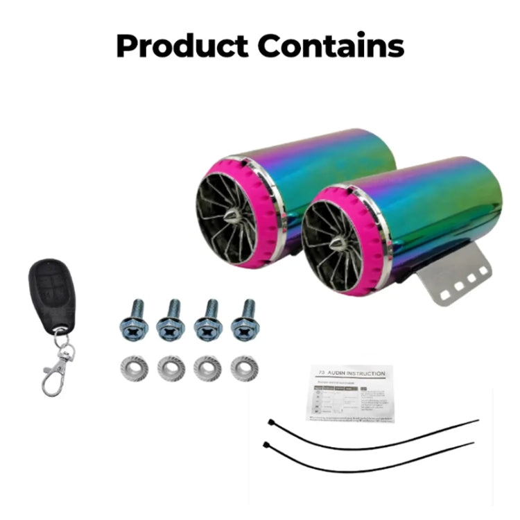 Simulatore di tubo di scarico audio con rivestimento colorato per subwoofer per moto, 12V