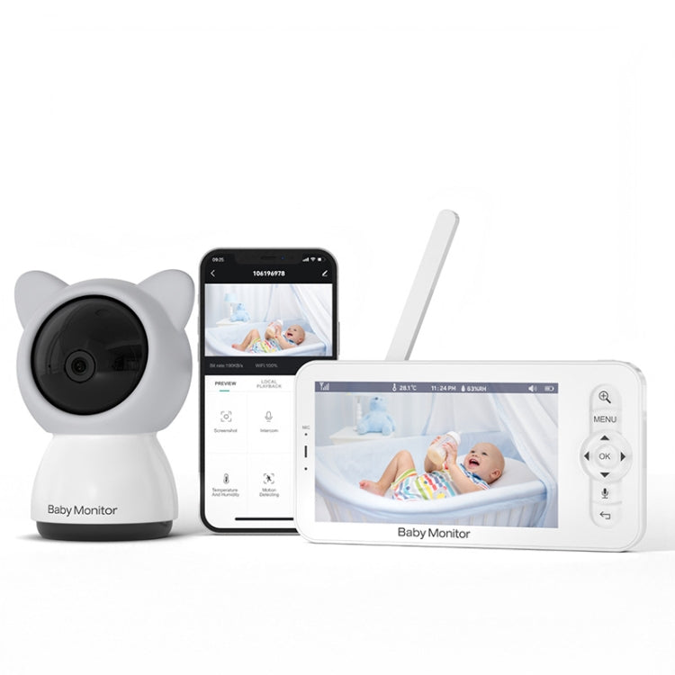 Telecamera per la cura del bambino Wi-Fi wireless per monitor per bambini HD da 5 pollici, EU Plug, US Plug, UK Plug, AU Plug