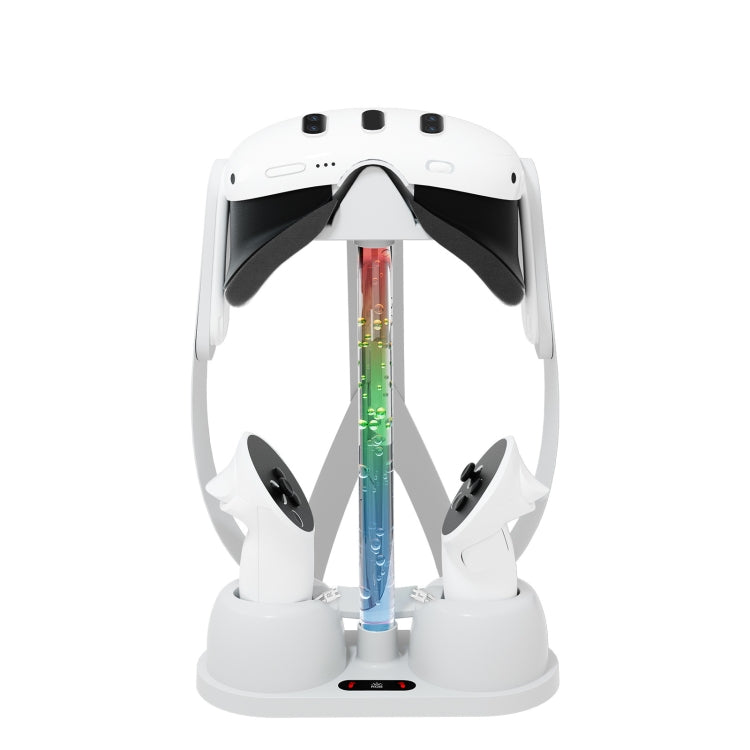 Staffa di stoccaggio base di ricarica per occhiali Oculus/Meta Quest 3 VR con luce RGB fredda, Charging Base