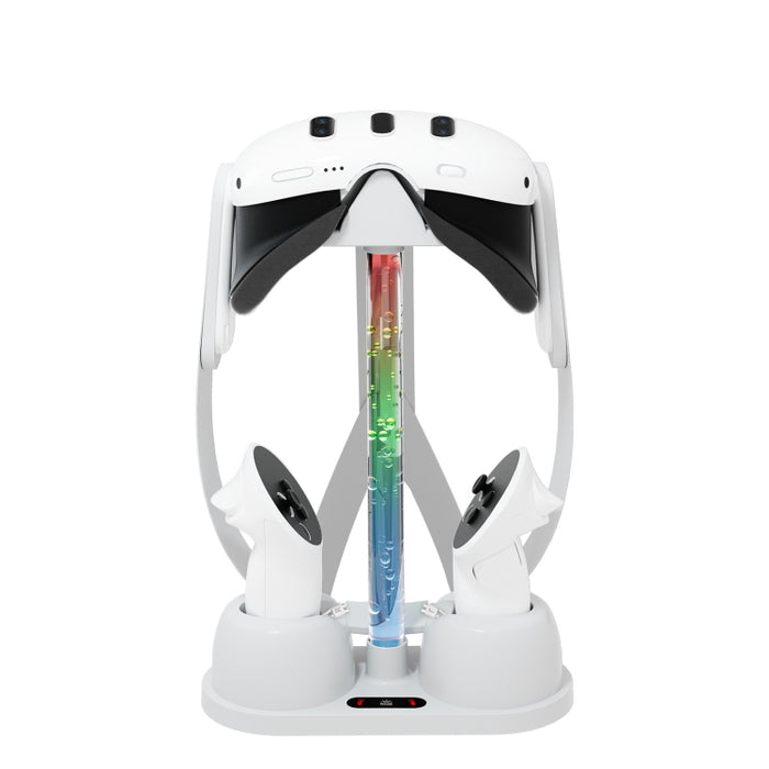 Staffa di stoccaggio base di ricarica per occhiali Oculus/Meta Quest 3 VR con luce RGB fredda, Charging Base