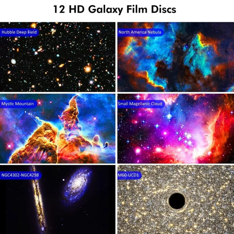 Galaxy Night Light Star Proiettore Lampada da tavolo a LED Decorazione per la camera dei bambini con disco in pellicola da 12 pezzi