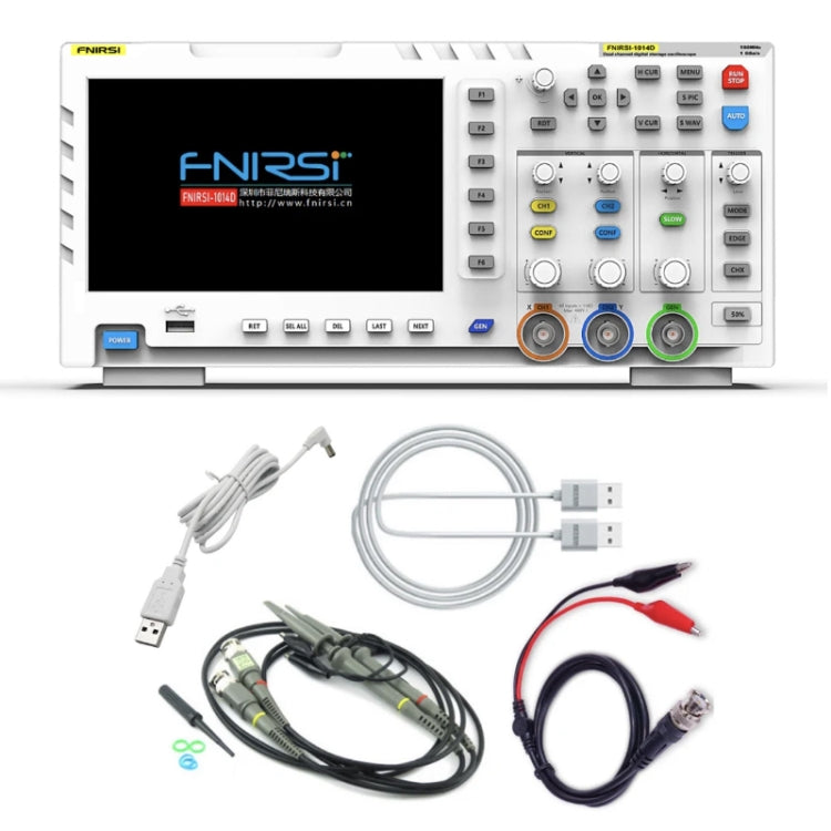 FNIRSI 2 in 1 Oscilloscopio digitale a doppio canale con larghezza di banda di 100 M, generatore di segnale di campionamento 1GS, spina UE, 1014D, 1014D +P4100 Probe