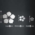 18 pz/set acrilico fiore di ciliegio specchio adesivo da parete soggiorno camera da letto sfondo decorazione della parete, Cherry Blossom