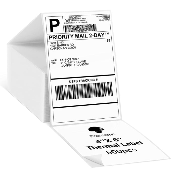 Carta per etichette termiche per adesivi da 500 fogli da 4×6 pollici per Phomemo PM-246S / PM-241BT / D520BT, Folding White, Folding Rose Red, Folding Pink, Folding Light Blue, Folding Purple, Folding Yellow, Roll Paper White