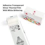 Per Phomemo M02 / M02S / M02Pro 3 rotoli / confezione Etichette termiche con colla anti-secco da 53 mm, White Glitter Full Transparent Bottom