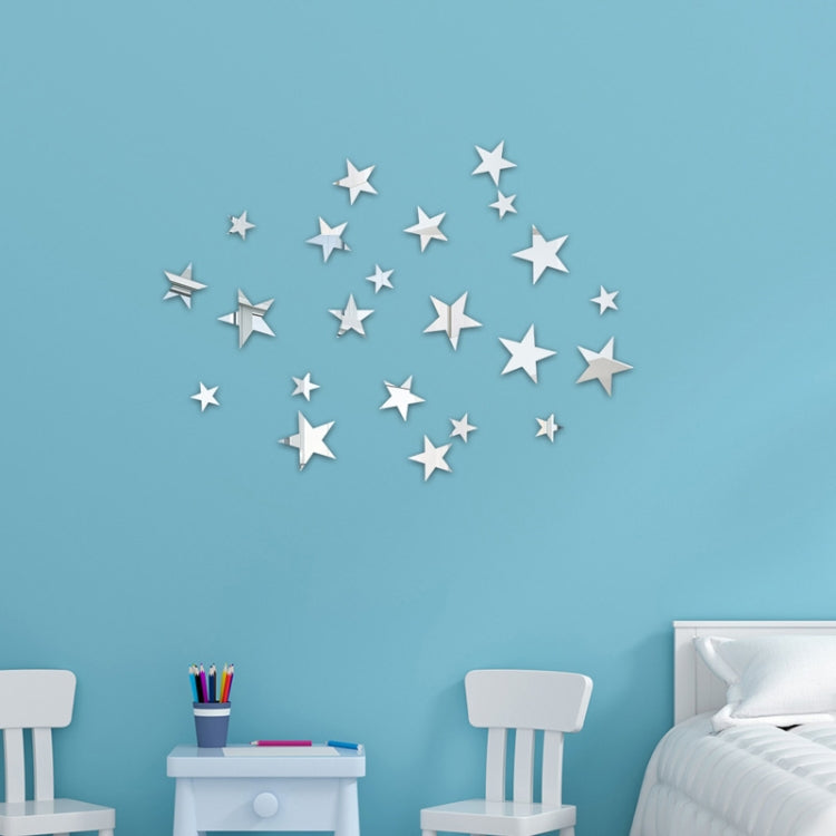 20 pezzi/set adesivi murali stereo a specchio con stelle acriliche, decorazione domestica, specchio morbido, Stars