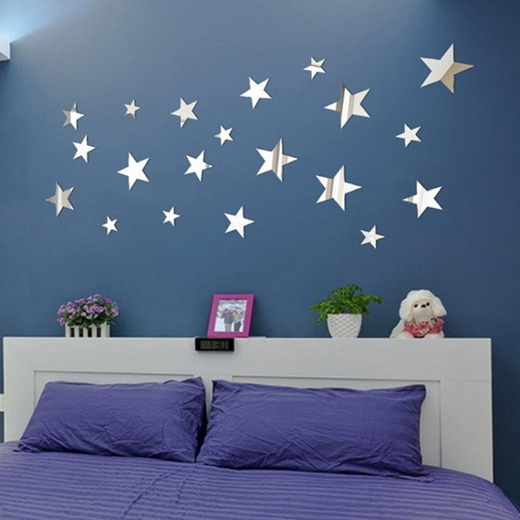 20 pezzi/set adesivi murali stereo a specchio con stelle acriliche, decorazione domestica, specchio morbido, Stars