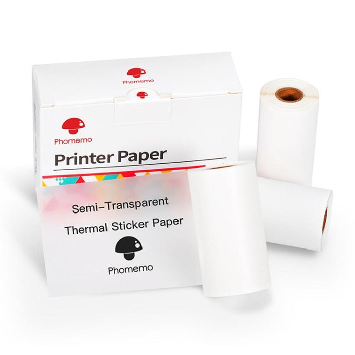 3 rotoli/pacco Phomemo 50mm fondo traslucido nero parole stampante autoadesiva carta da stampa di etichette sensibile per M02 / M02S / M02Pro / M03, Translucent Bottom