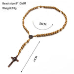 Collana con croce vintage in filo fatto a mano con perline di legno, Light Coffee, Dark Coffee