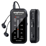 Mini radio portatile FM/AM con clip metallica posteriore