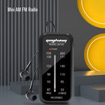 Mini radio portatile FM/AM con clip metallica posteriore