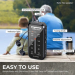 Mini radio portatile FM/AM con clip metallica posteriore