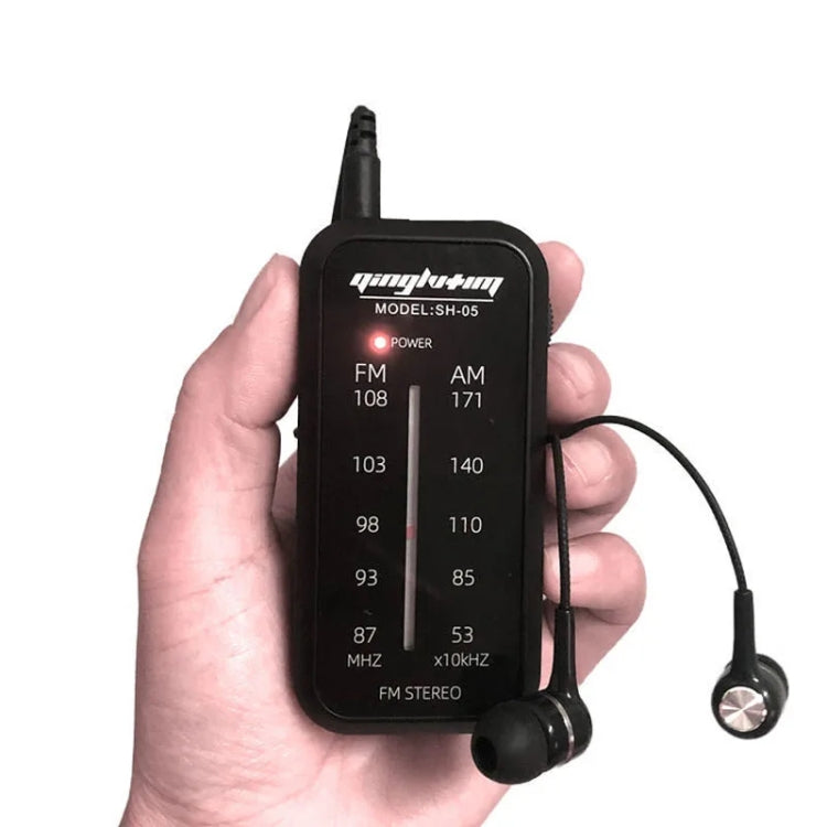 Mini radio portatile FM/AM con clip metallica posteriore