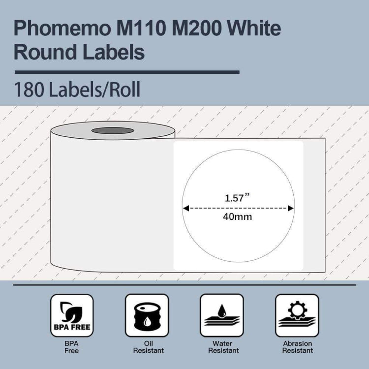 Etichette termiche rotonde 40x40mm per Phomemo M110/M200