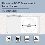 180 etichette autoadesive trasparenti Phomemo 40x40mm