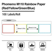 100 pz/rotolo Phomemo per stampante M110/M200 50x80mm cornice arcobaleno etichetta autoadesiva bianca, 100pcs /Roll 50x80mm Rainbow Frame