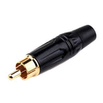 Spina audio/video maschio RCA saldata in rame puro assemblata con connettore AV Lotus, Black