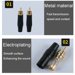 Spina audio/video maschio RCA saldata in rame puro assemblata con connettore AV Lotus, Black