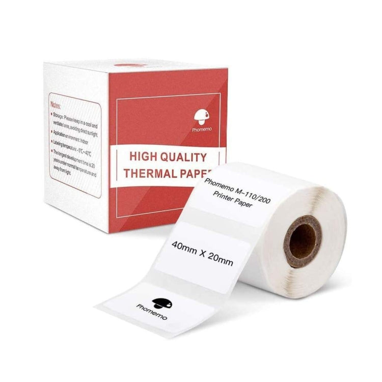 Per Phomemo M110 / M200 320 pezzi / rotolo 20x40mm Etichette termiche autoadesive quadrate su sfondo bianco, 320pcs /Roll 20x40mm