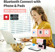 Phomemo M221 Stampante termica wireless per etichette Etichettatrice per codici a barre Bluetooth, Blue, White, Pink