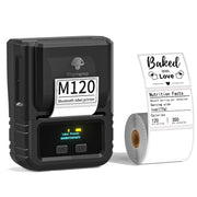 Phomemo M120 Etichettatrice per codici a barre Stampante per etichette termiche Bluetooth, Black, White, Orange