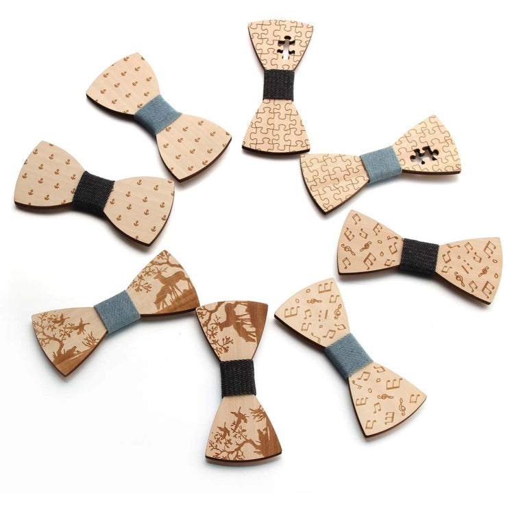 Decorazione per abbigliamento con fiocco da uomo in legno con papillon, Elk Blue, Elk Black, Puzzle Blue, Puzzle Black, Music Blue, Music Black, Small Anchor Blue, Small Anchor Black