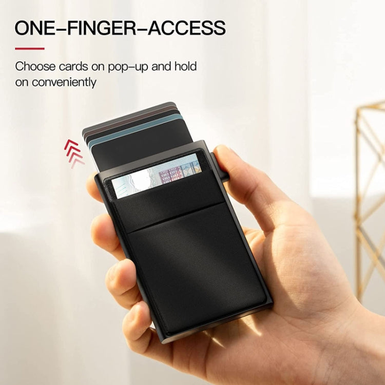 Portafoglio sottile in metallo Porta carte di credito pop-up Blocco RFID Clip per biglietti da visita da uomo
