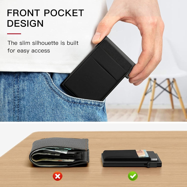 Portafoglio sottile in metallo Porta carte di credito pop-up Blocco RFID Clip per biglietti da visita da uomo