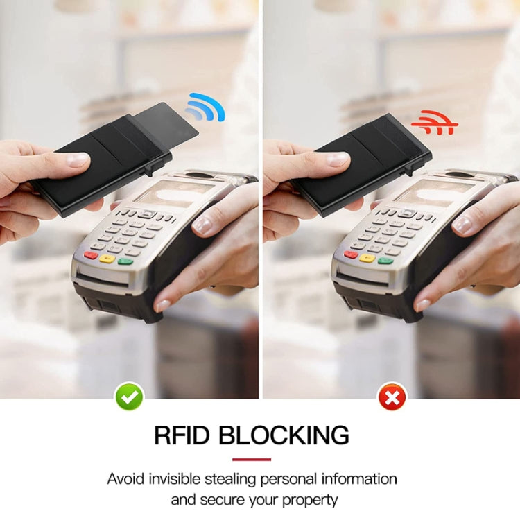 Portafoglio sottile in metallo Porta carte di credito pop-up Blocco RFID Clip per biglietti da visita da uomo