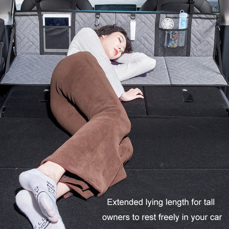 Tavola pieghevole per lettino da campeggio per auto SUV, tavola di estensione della fila posteriore per Tesla, Gray, Black, Gray Embossed, Black Embossed