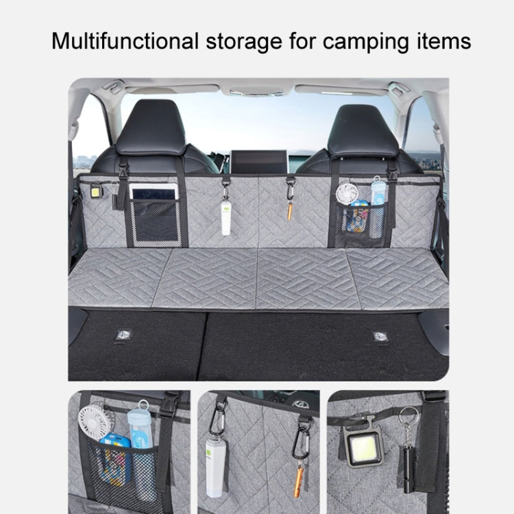 Tavola pieghevole per lettino da campeggio per auto SUV, tavola di estensione della fila posteriore per Tesla, Gray, Black, Gray Embossed, Black Embossed