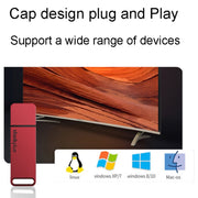 Disco di memoria USB mini USB 3.1 ad alta velocità Lenovo Thinkplus TU100 con tappo e cappuccio in metallo, TU100 128G(Red)