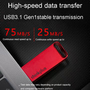 Disco di memoria USB mini USB 3.1 ad alta velocità Lenovo Thinkplus TU100 con tappo e cappuccio in metallo, TU100 128G(Red)
