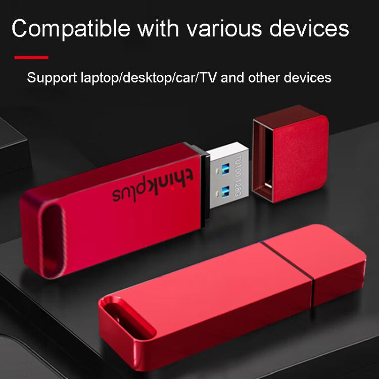 Disco di memoria USB mini USB 3.1 ad alta velocità Lenovo Thinkplus TU100 con tappo e cappuccio in metallo, TU100 128G(Red)
