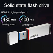 Disco di memoria USB in metallo ad alta capacità per unità flash a stato solido USB 3.1 Lenovo Thinkplus TU100Pro, TU100Pro 512G(Gray), TU100Pro 512G(Silver)