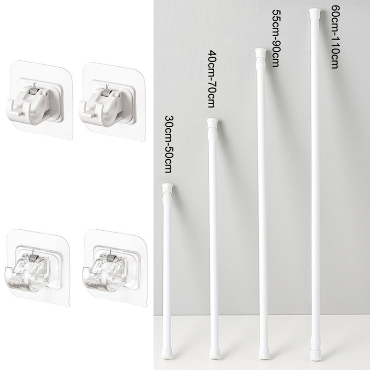 Staffa di supporto per ganci per asta telescopica per tenda senza perforazione per vernice da forno, 30cm-50cm, 40cm-70cm, 55cm-90cm, 60cm-110cm, White Hook 2pcs/set, Transparent Hook 2pcs/set