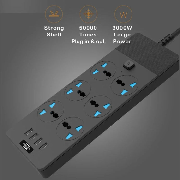 Multipresa 3000W 4 porte USB 6 prese con interruttore 2m