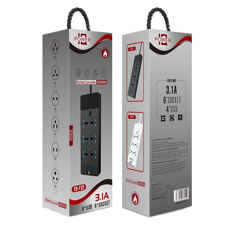 Multipresa 3000W 4 porte USB 6 prese con interruttore 2m