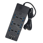 TB-T12 3000 W 2 m 4 porte USB + presa ignifuga multifunzione a 6 jack con interruttore, UK Plug, EU Plug, US Plug