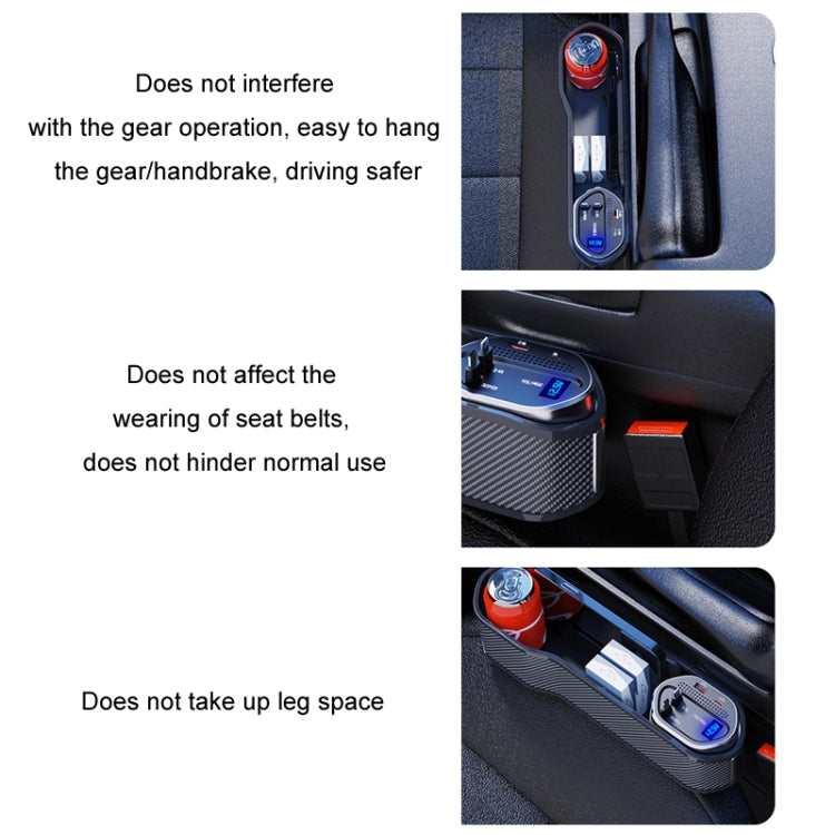 Scatola portaoggetti per sedile auto con ricarica super veloce e display digitale, Without Wireless Charging, With Wireless Charging