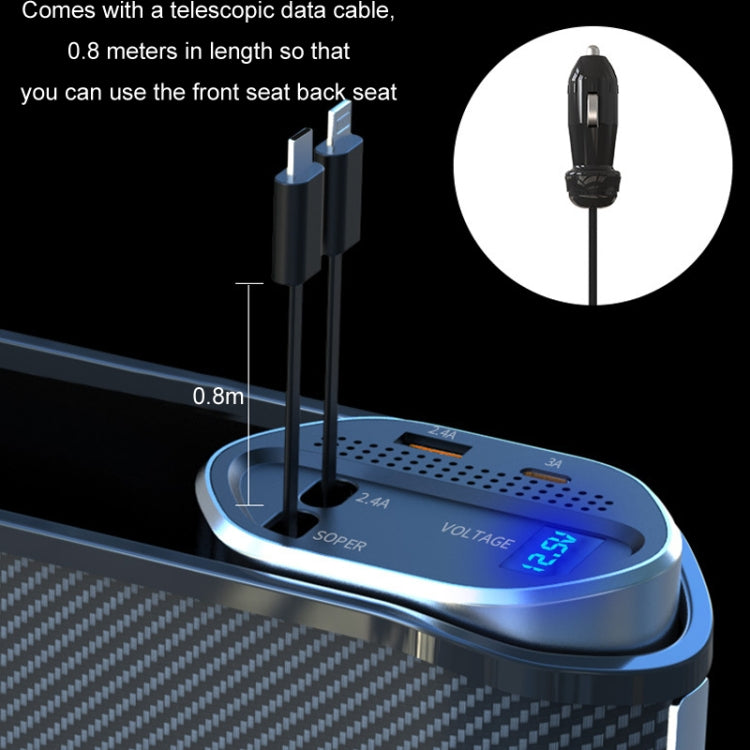 Scatola portaoggetti per sedile auto con ricarica super veloce e display digitale, Without Wireless Charging, With Wireless Charging