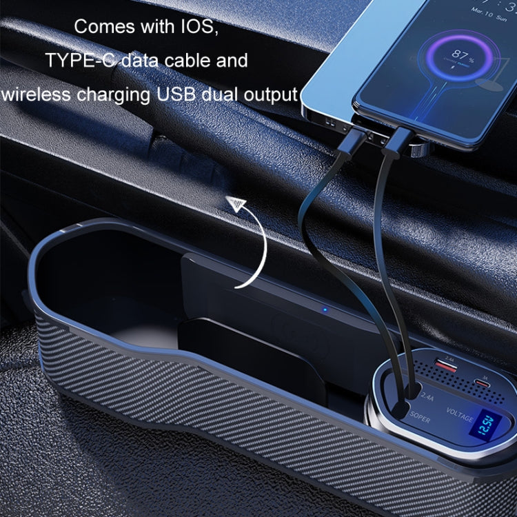 Scatola portaoggetti per sedile auto con ricarica super veloce e display digitale, Without Wireless Charging, With Wireless Charging