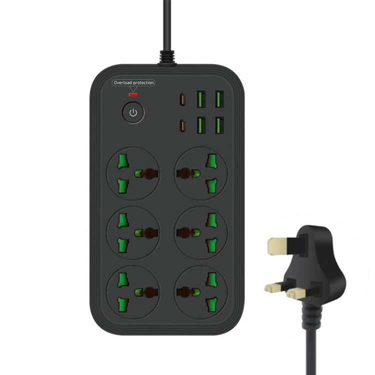 T24 2m 3000W 6 Spine + PD + 4 Porte USB Presa Multifunzione Ignifuga con Interruttore, UK Plug, US Plug