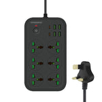 Multipresa 6 spine 3000W con 4 porte USB e interruttore 2m