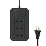 T24 2m 3000W 6 Spine + PD + 4 Porte USB Presa Multifunzione Ignifuga con Interruttore, UK Plug, US Plug