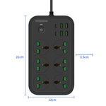Multipresa 6 spine 3000W con 4 porte USB e interruttore 2m