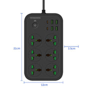 T24 2m 3000W 6 Spine + PD + 4 Porte USB Presa Multifunzione Ignifuga con Interruttore, UK Plug, US Plug