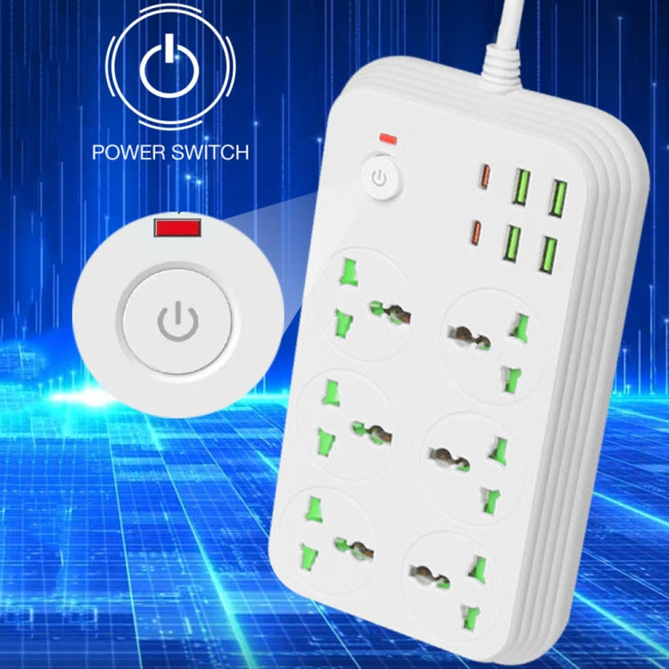 Multipresa 6 spine 3000W con 4 porte USB e interruttore 2m