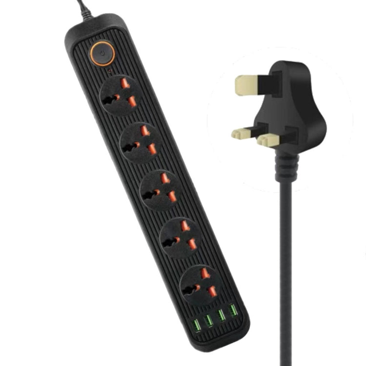 A03 2m 3000W 5 Spine + 4 Porte USB Presa Multifunzione Ignifuga con Interruttore, UK Plug, US Plug