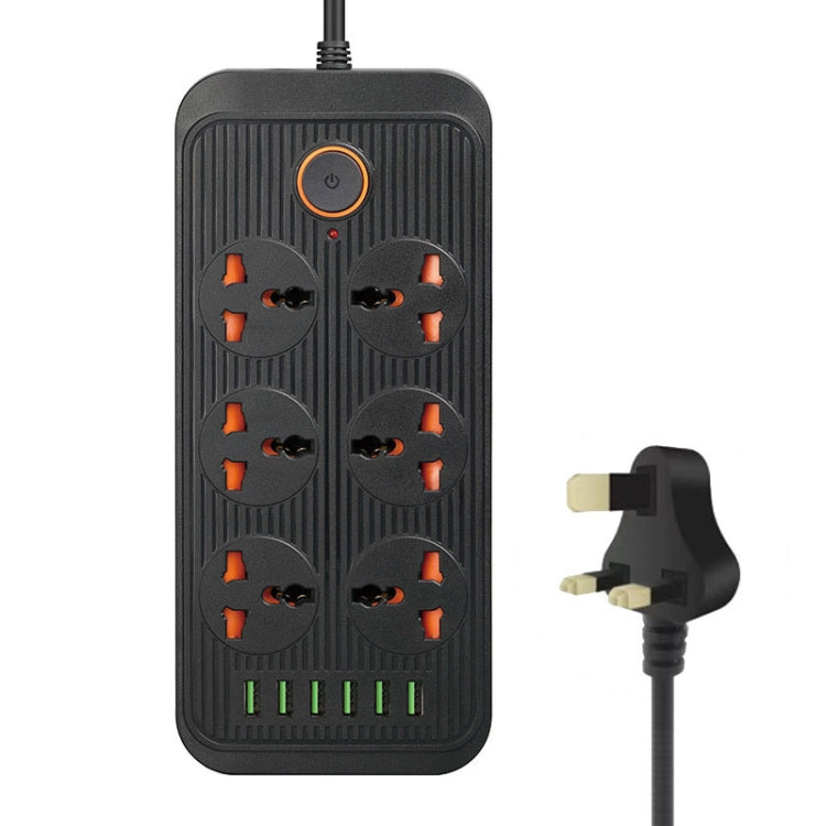 A07 2m 3000W 6 Spine + 6 Porte USB Presa Multifunzione Ignifuga con Interruttore, UK Plug, US Plug
